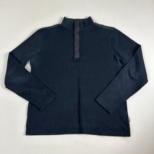 BOSS HUGO BOSS Men's 1/4 Quarter Zip Mock Neck Sweatshirt Sweater Black Size L